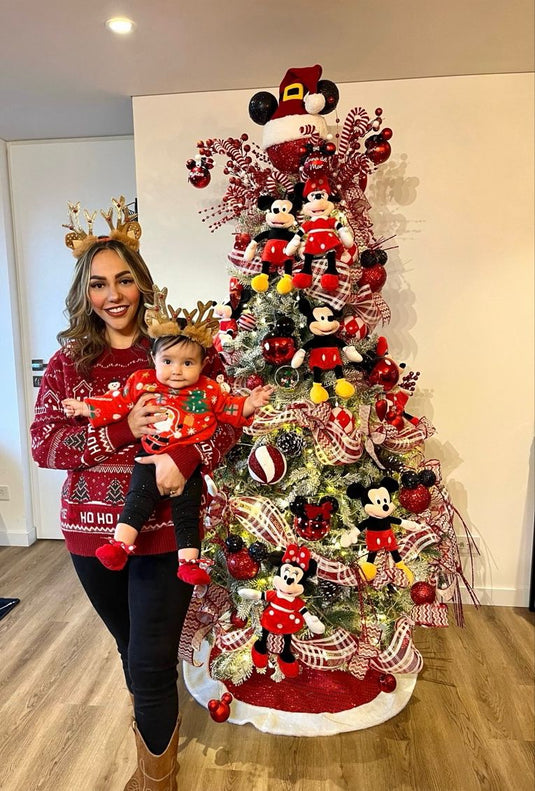 Duo reno dorado en diadema y lacito (mamá-bebé)